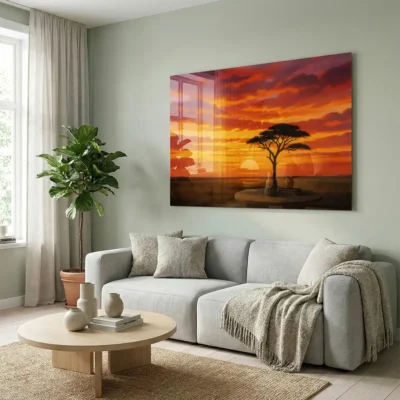 tableau coucher de soleil africain sur plexiglass Tableau coucher de soleil africain