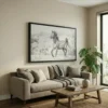 tableau dessin cheval avec cadre flottant Tableau dessin cheval