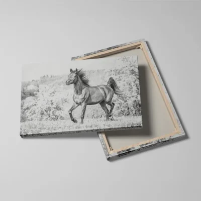 tableau dessin cheval detail toile tendue Tableau dessin cheval