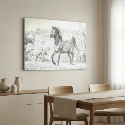 tableau dessin cheval sur alu Tableau dessin cheval