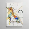 Tableau géométrique abstrait – reproduction de "Gewebe" de Wassily Kandinsky, 1923, composition de formes géométriques et lignes multicolores sur fond blanc aquarelle