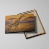 tableau girafe colore detail toile tendue Tableau girafe coloré