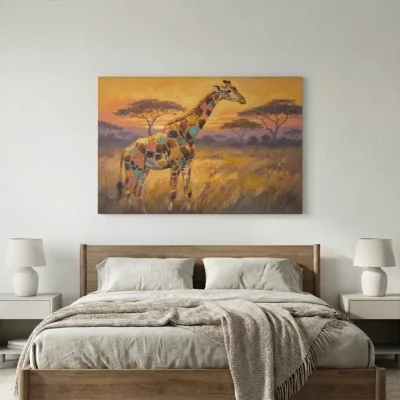 tableau girafe colore sur alu Tableau girafe coloré