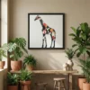 tableau girafe geometrique avec cadre flottant Tableau girafe géométrique