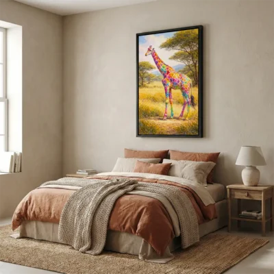 Tableau girafe multicolore