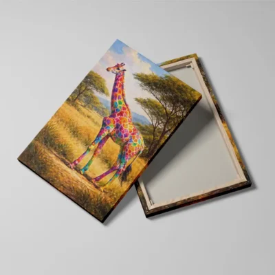 Tableau girafe multicolore