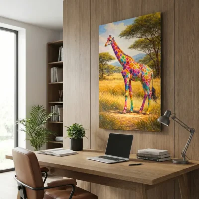 Tableau girafe multicolore
