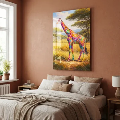 Tableau girafe multicolore