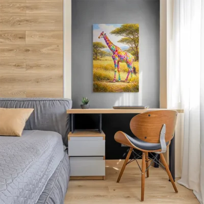 Tableau girafe multicolore