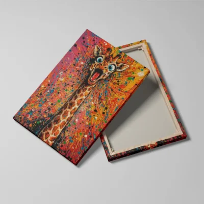 tableau girafe rigolote detail toile tendue Tableau girafe rigolote