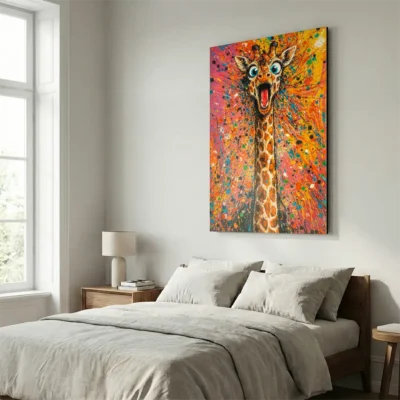 tableau girafe rigolote sur alu Tableau girafe rigolote