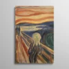 Tableau le cri de Munch – reproduction du "Skrik" d'Edvard Munch, 1910, figure angoissée sur un pont avec ciel tourbillonnant orange et bleu
