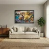 tableau lion street art avec cadre flottant Tableau lion street art