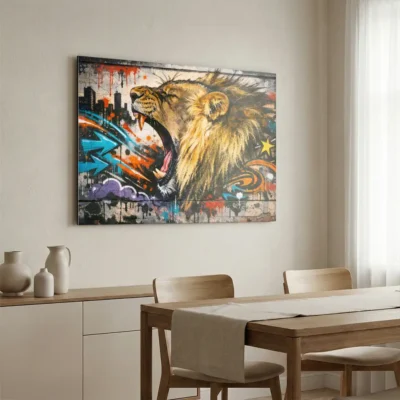 tableau lion street art sur alu Tableau lion street art