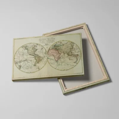 tableau mappemonde ancien detail toile tendue Tableau mappemonde ancien