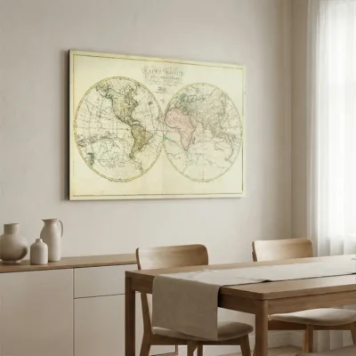 tableau mappemonde ancien sur alu Tableau mappemonde ancien