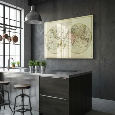 tableau mappemonde ancien sur plexiglass Tableau mappemonde ancien
