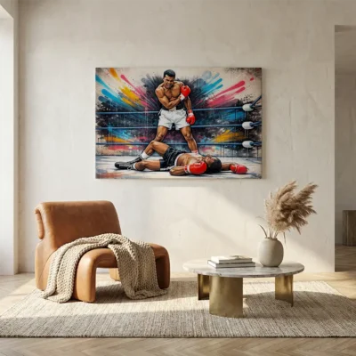 tableau mohamed ali street art sur toile tendue Tableau Mohamed Ali street art