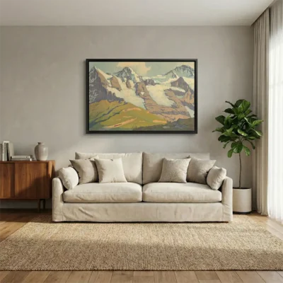 tableau montagne suisse avec cadre flottant Tableau montagne Suisse