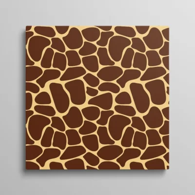 tableau motifs de girafe Tableau motifs girafe, motif animalier répété brun chocolat sur fond beige sable, illustration graphique inspirée du pelage de la girafe