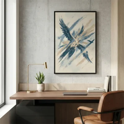 Tableau oiseau abstrait