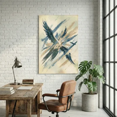 Tableau oiseau abstrait
