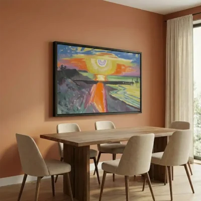 tableau paysage abstrait avec cadre flottant Tableau paysage abstrait