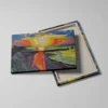 tableau paysage abstrait detail toile tendue Tableau paysage abstrait