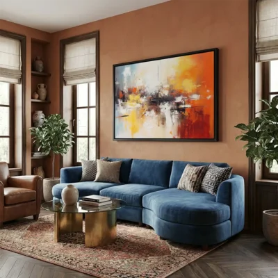 Tableau rouge orange et jaune