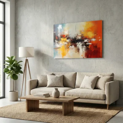 Tableau rouge orange et jaune
