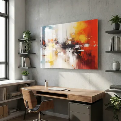 Tableau rouge orange et jaune