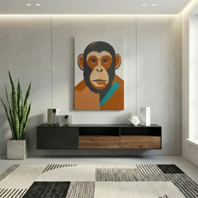 tableau singe minimaliste sur toile tendue Tableau singe minimaliste