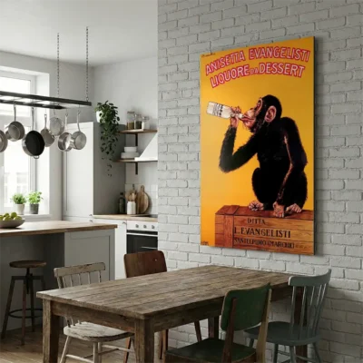 tableau singe vintage sur alu Tableau singe vintage