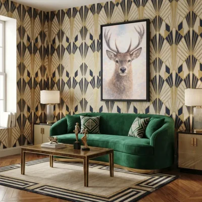 tableau tete de cerf avec cadre flottant Tableau tête de cerf